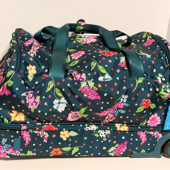 Vera Bradley Teal Floral Rolling Travel Bag - Picture 5 of 16